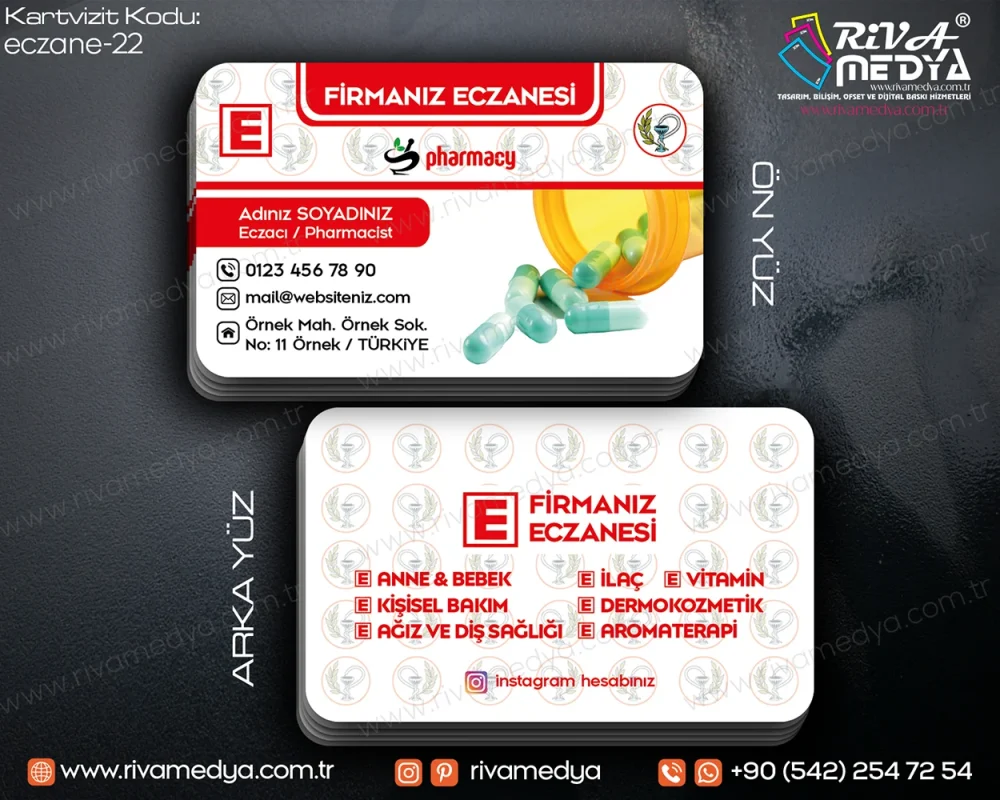İlaç Görseli ile Eczane Kartvizit Örneği