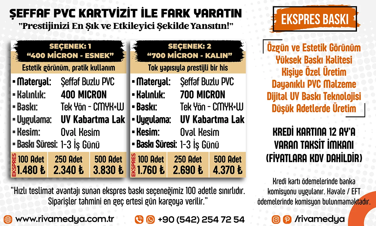 Şeffaf Kartvizit ile Prestijinizi en şık ve etkileyici şekilde yansıtın