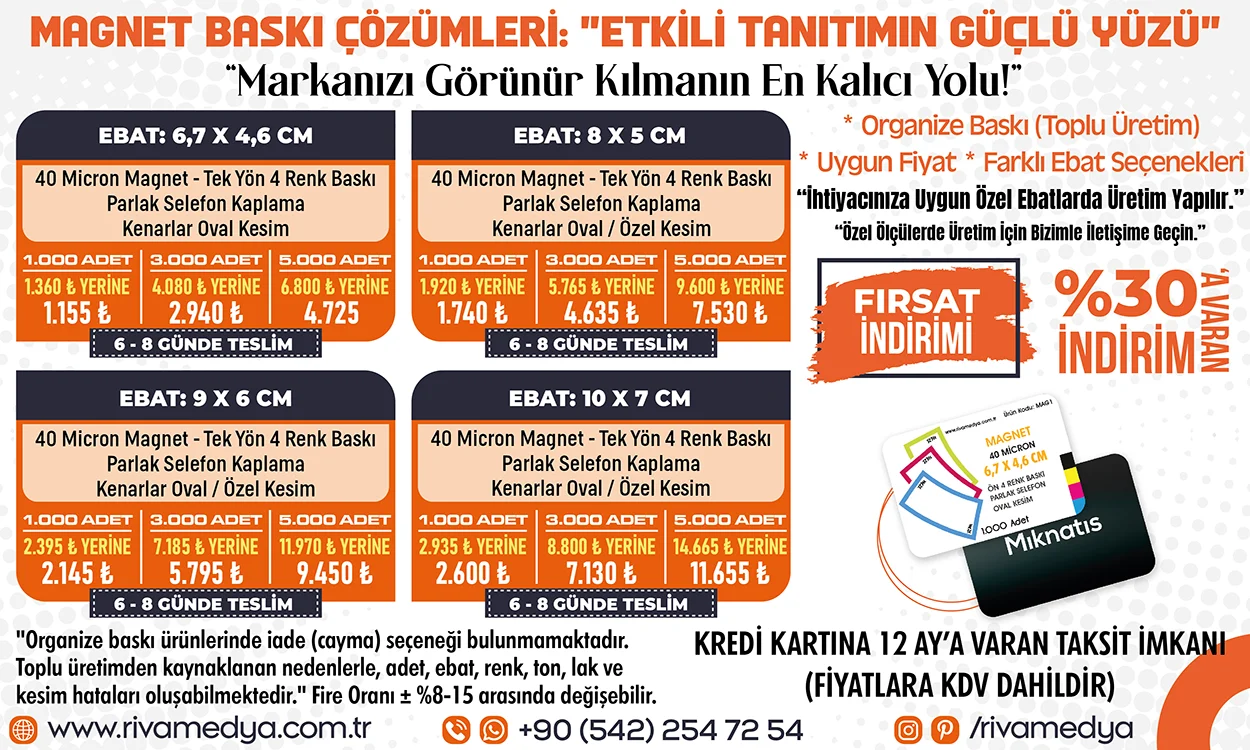 Hazır Magnet Çeşitleri en uygun fiyatlarla Riva Medya'da