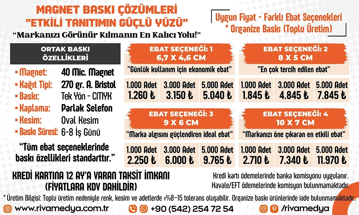 Hazır Magnet Çeşitleri en uygun fiyatlarla Riva Medya'da